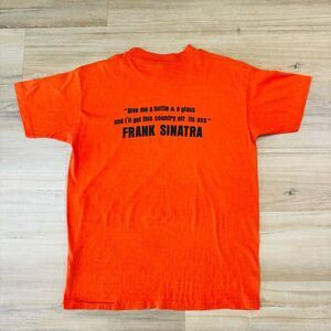 Vintage 70s Frank Sinatra Single Stitch Orange Shirt Size XL Rat Pack Classic